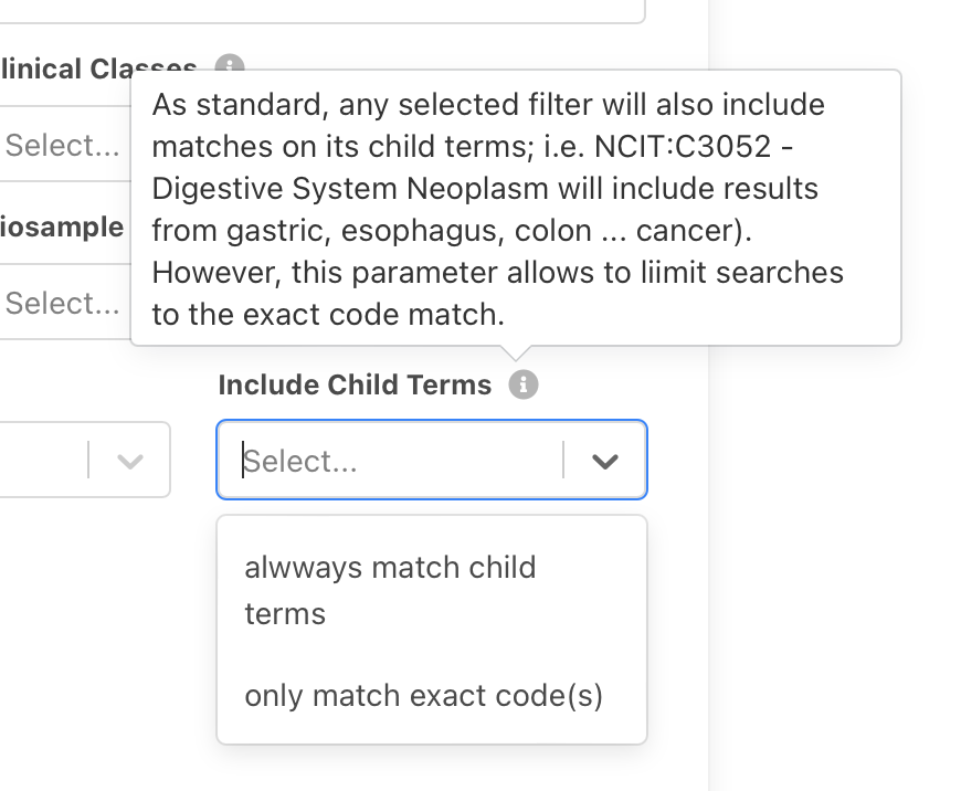 includeDescendantTerms selector